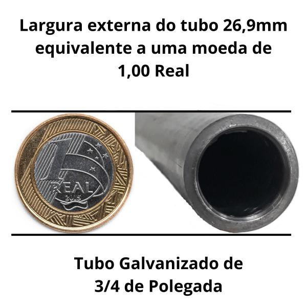 Imagem de Tubo Galvanizado 3/4 Com 60cm Cano De Ferro Para Bancada Apoio Suporte De Pia Bancada Cozinha e Banheiro 34 x 60cm