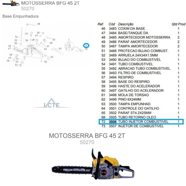 Imagem de Tubo Injetor Combustível P/ Motosserra BFG 56 Buffalo