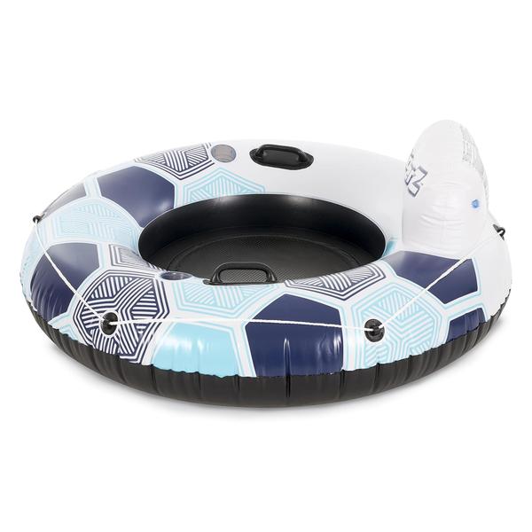 Imagem de Tubo interno inflável River Lake Pool Float Bestway CoolerZ Rapid Rider Blue Hexagon com encosto, pacote com 2