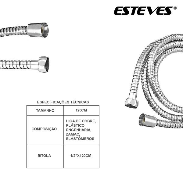 Imagem de Tubo Ligação Flexível 120cm Cromado Esteves