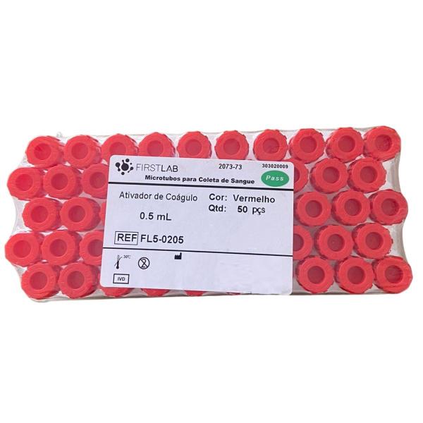 Imagem de Tubo mini - ativador (vermelho) 0,5ml 10x45mm plastico c/ 500 (firstlab)