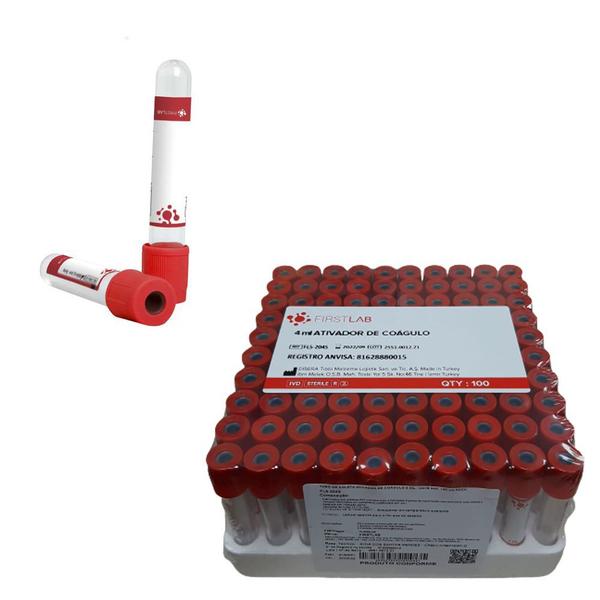 Imagem de Tubo Para Coleta de Sangue  Ativador de Coágulo - FirstLab  4ml