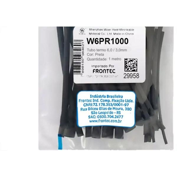 Imagem de Tubo Termocontratil 6Mm / 3Mm Preto Pacote Com 1 Metro - W6Pr1000