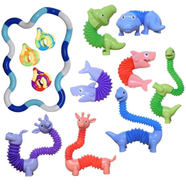 Imagem de Tubos Fidget Toy SENSORY4U Animal Pop e Twist Chain Spinner