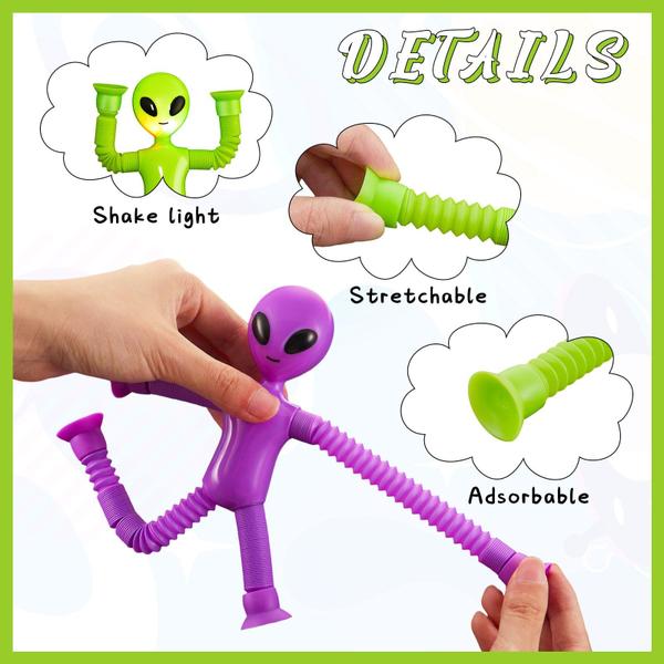 Imagem de Tubos sensoriais Fidget Tubes Lenwen Alien Pop, pacote com 8 luzes