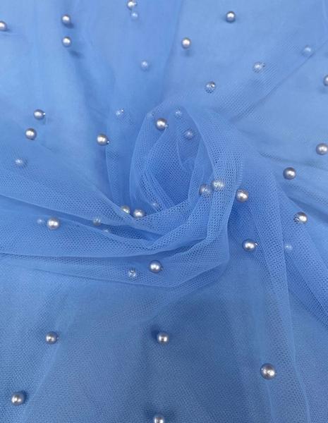 Imagem de Tule com pérola na cor azul serenity