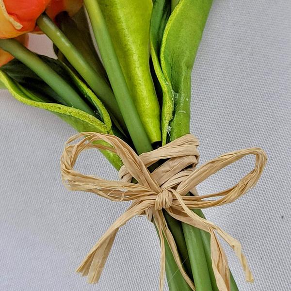 Imagem de Tulipa Laranja 8 Hastes 27Cm Flor Planta Artificial Kit 3Pc