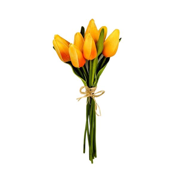 Imagem de Tulipa Laranja 8 Hastes 27Cm Flor Planta Artificial Kit 3Pc