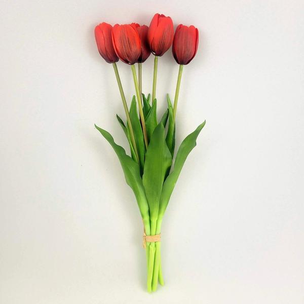 Imagem de Tulipa Vermelha Ramalhete 40Cm Planta Artificial Toque Real