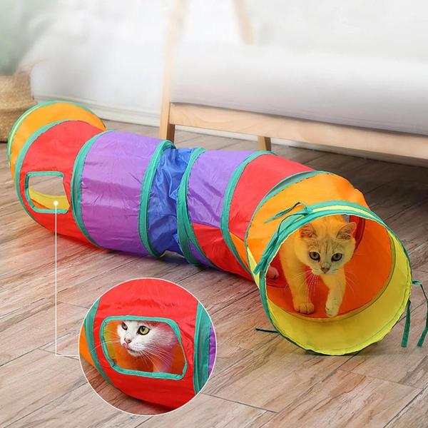 Imagem de Túnel de gato colorido brinquedo exercício para Pet 1,20 metros para animal pequeno PT-2512