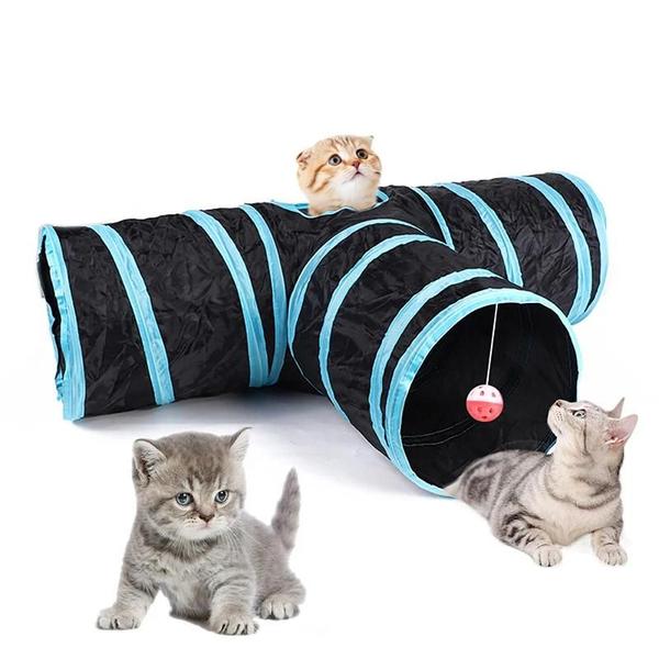 Túnel Dobrável Respirável para Gatos - Brinquedo Interativo para Animais de Estimação Imagem de Túnel Dobrável Respirável para Gatos - Brinquedo Interativo para Animais de Estimação