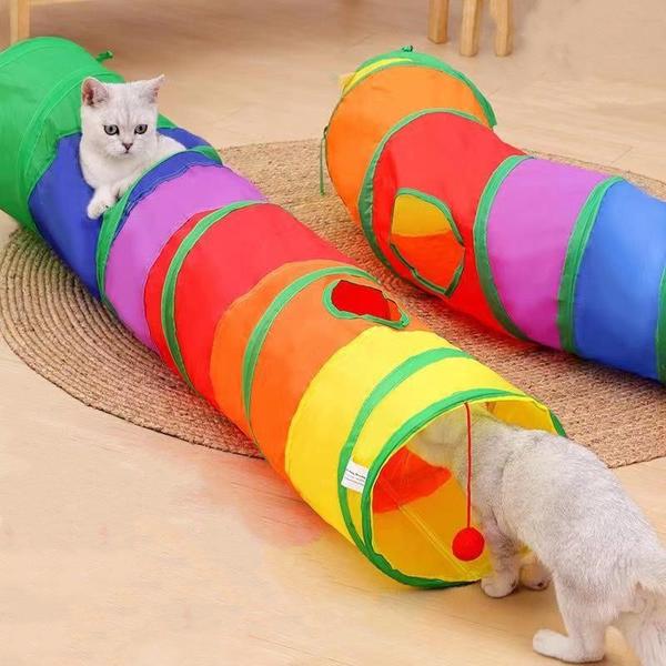 Túnel Para Gato Dobrável Brinquedo Interativo Gatos Labirinto Pet Colorido Túnel Para Gato Dobrável Brinquedo Interativo Gatos Labirinto Pet Colorido
