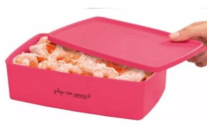 Imagem de Tupperware Caixa Ideal aqui Tem Camarão cor Rosa