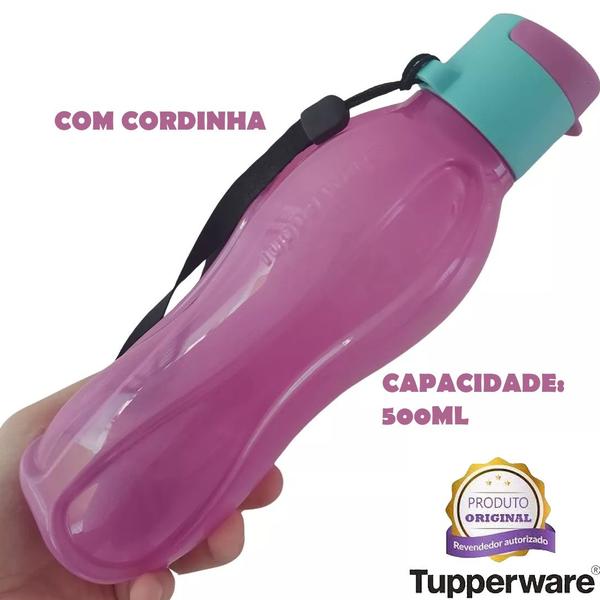 Imagem de Tupperware Garrafa de Água 500ml Eco Tupper Original Garrafinha Feminina Mulher Lilás Verde Menina Escola