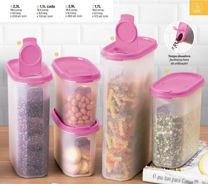 Tupperware Jogo de Pote de Cozinha Mantimentos Hermético - Modulares Oval e Classic 8 peças Imagem de Tupperware Jogo de Pote de Cozinha Mantimentos Hermético - Modulares Oval e Classic 8 peças