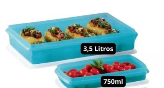 Imagem de Tupperware Kit 2 peças Refri box Azul 3,5 Litros e 750ml.