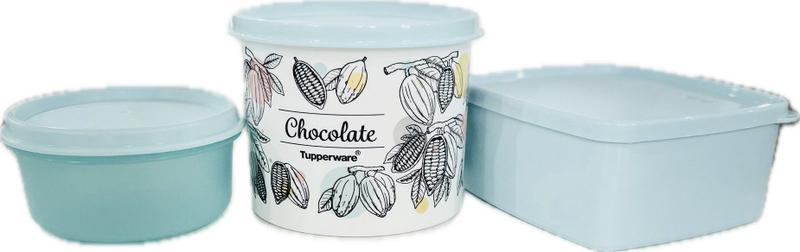 Imagem de Tupperware Kit 3 Peças Potinhos Azul Bebê