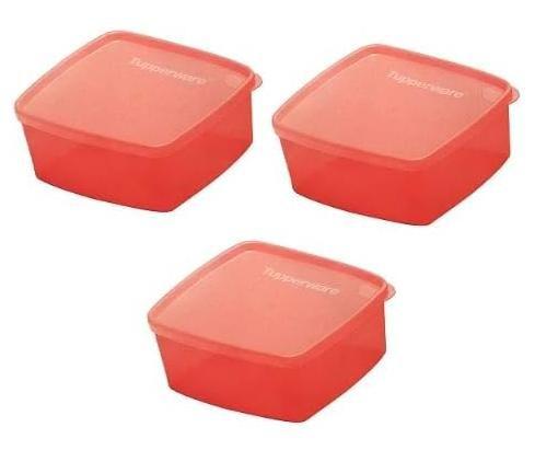 Imagem de Tupperware Kit com 3 Potes Freezer Jeitosinho 400 ml Cor Coral