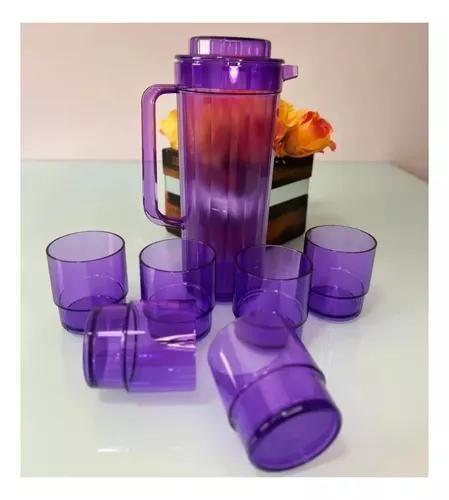 Imagem de Tupperware Kit Jarra + Copos Premier Em Policarbonato Roxo.  