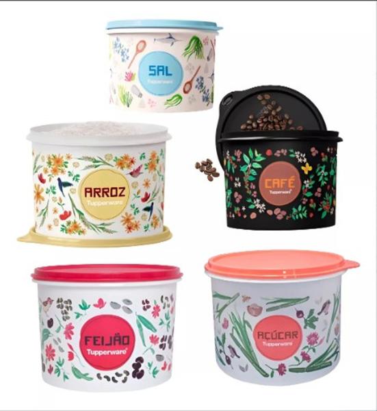 Imagem de Tupperware Kit (jogo) Mantimento Floral 5 Peças C/arroz 2 Kg