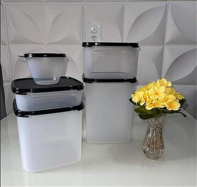 Imagem de Tupperware  Kit POTES modulares Quadrado preto 