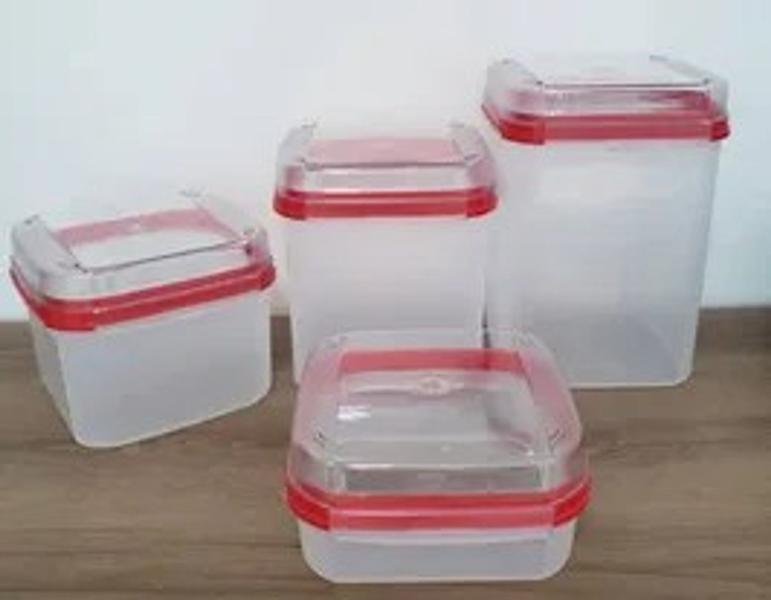 Imagem de Tupperware modurares quadrado policarbonato transparente kit 4 peças 