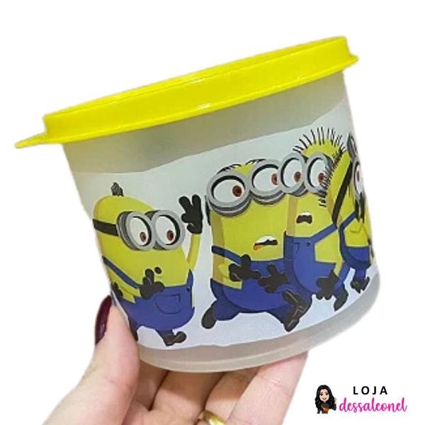 Imagem de Tupperware Redondinha Minions Desenho Infantil Criança Lancheira Merendeira Pote Divertido Vasilha Menino Menina Escola