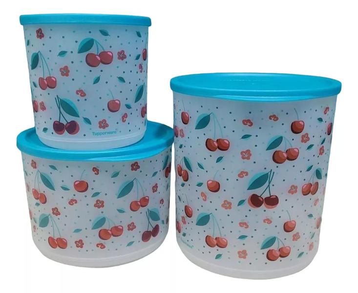 Imagem de Tupperware Refri Line Redondo Floral Fresh Kit Com 3 Peças