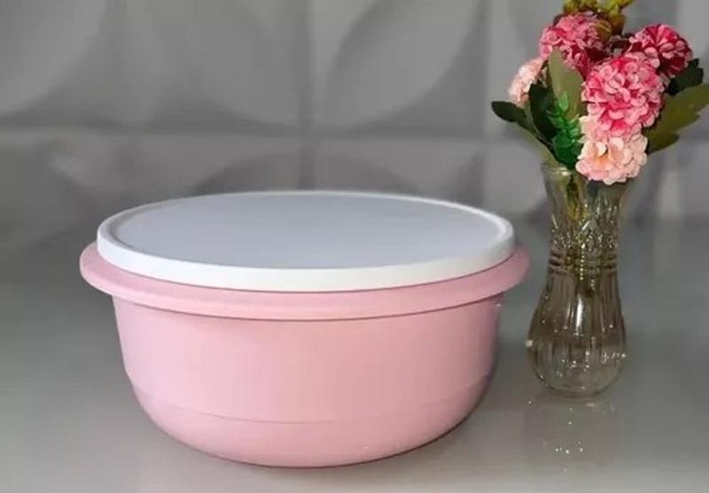 Imagem de  TUPPERWARE TIGELA BATEDEIRA 3,5 LITROS GERAÇÃO ll ROSA PARA PÃES, MASSAS 