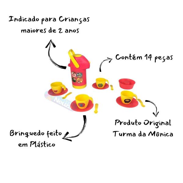 Imagem de Turma Da Mônica Jogo De Chá Com Garrafinha 14 Peças Original  Nig Brinquedos  Crianças +2 Anos