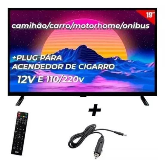 Imagem de Tv 12 Volt Led Hd 19 Com Plug 12V Van Carro Caminhão Monitor