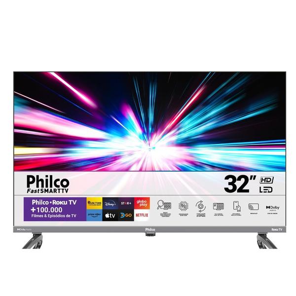 Tv 32 Philco Smart Led Roku Dolby Audio PTV32K34RKGB - Philco Som Imagem