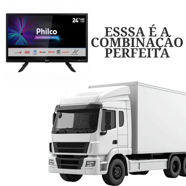 TV Philco Smart 24 Polegadas Roku LED HD 12V Nativa Para Caminhão HDMI USB WiFi 110V 220V Carreta Trailer Van Caminhoneiro Motor Home