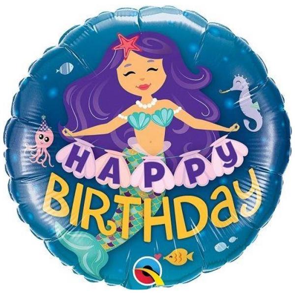 Imagem de ubble Qualatex Feliz Aniversário Sereia - 18" (46 cm)