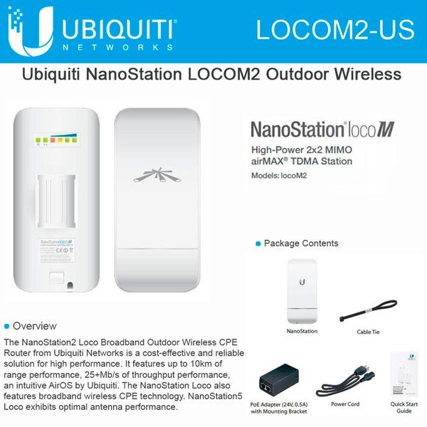 Imagem de Ubnt locom2 2.4ghz loco mimo airmax nanostation