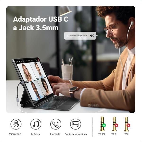 Imagem de Ugreen Adaptador Fone Ouvido Usb C Para Jack 3,5 Mm P2 Dac