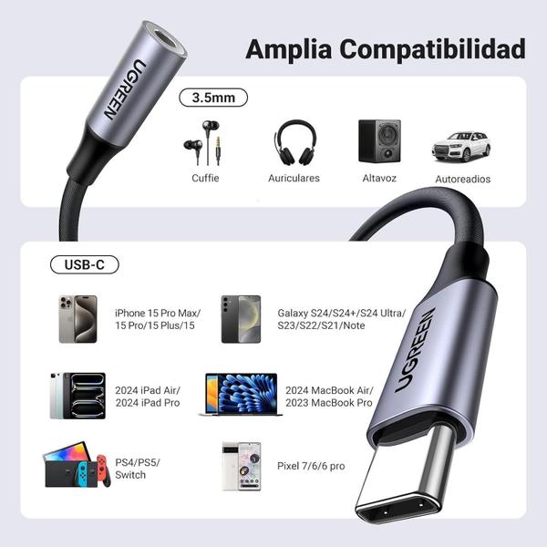 Imagem de Ugreen Adaptador Fone Ouvido Usb C Para Jack 3,5 Mm P2 Dac