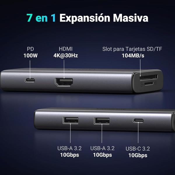 Imagem de UGREEN Adaptador Hub USB C USB 3.2 10 Gbps Thunderbolt 3/4 Leitor de cartão HDMI 4K Tipo C PD 100W