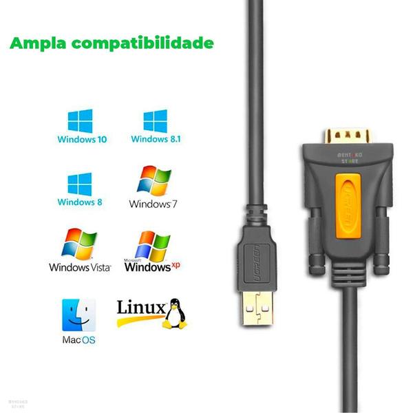 Imagem de Ugreen Cabo Adaptador Serial USB 2.0 para RS232 DB9 3m