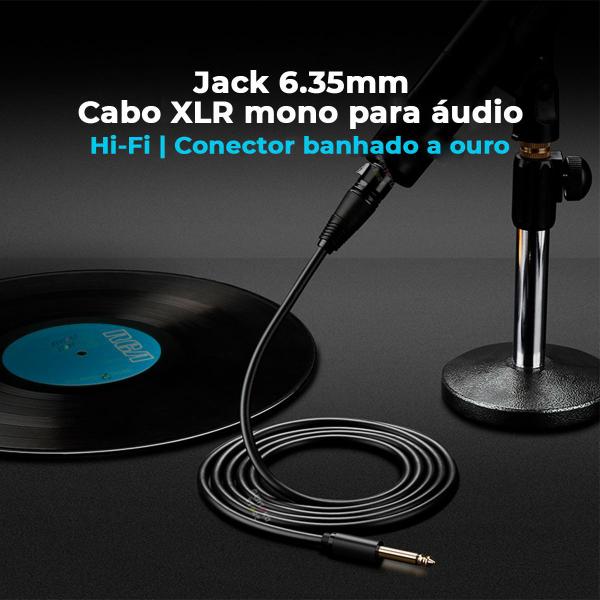 Imagem de  Ugreen Cabo Microfone P10 6,5mm para XLR Canon Mono Pro 2m