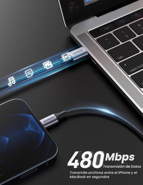 Ugreen Cabo Usb C Pd 20W Tipo-C Rápido C94 (Mfi) 2M (Preto) Imagem de Ugreen Cabo Usb C Pd 20W Tipo-C Rápido C94 (Mfi) 2M (Preto)