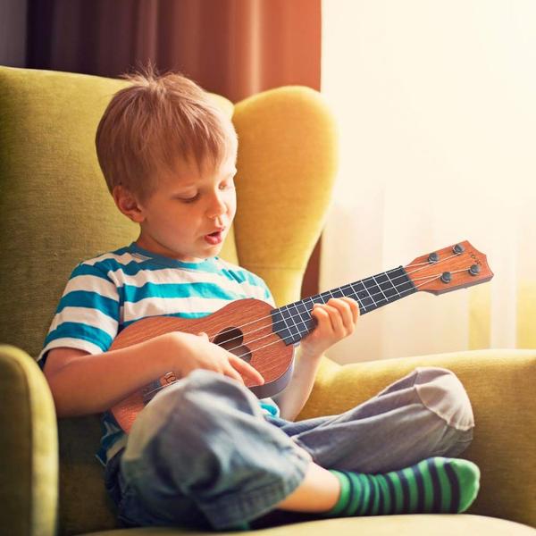 Imagem de Ukulele de brinquedo YEZI Kids Instrumento musical clássico marrom