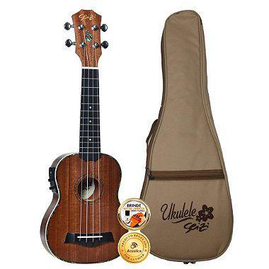 Imagem de Ukulele Seizi Maui Plus Soprano Elétrico Tobacco Com Bag