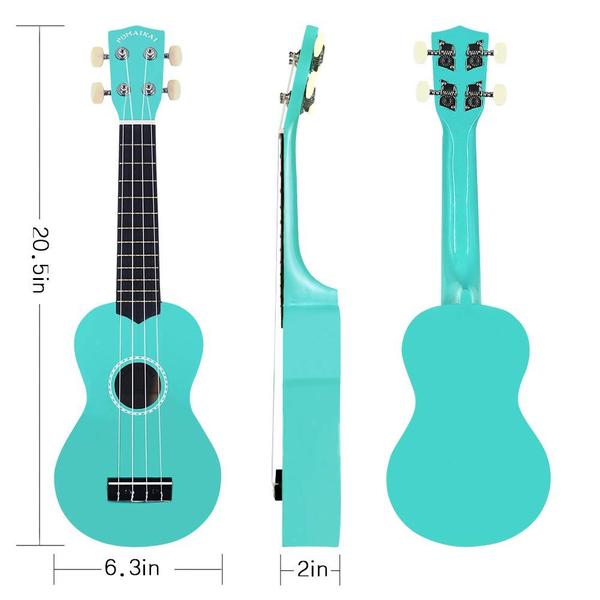 Imagem de Ukulele Soprano POMAIKAI Starter de 21 polegadas de madeira com bolsa de presente azul