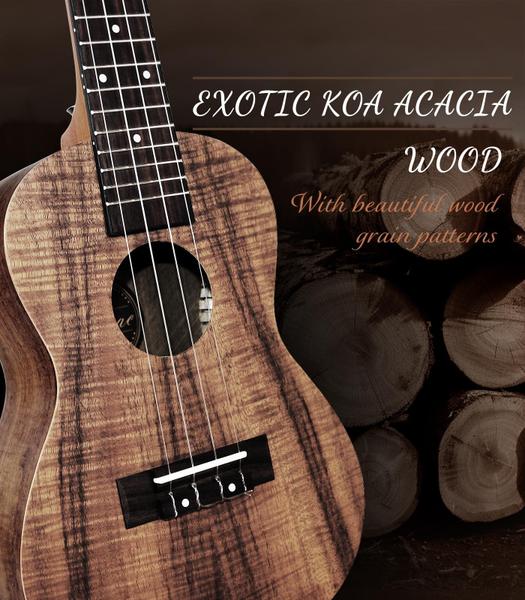 Imagem de Ukulele Soprano Ulumac KOA Acacia Wood 21 polegadas com acessório