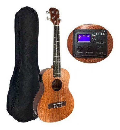 Imagem de Ukulele Tenor Eletrico Sapele Natural Malibu 26se Com Capa