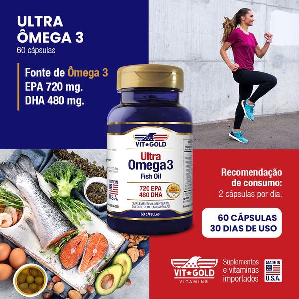 Imagem de Ultra Ômega3 1250mg 720 EPA/480 DHA Vitgold Kit2x 60 cáp.