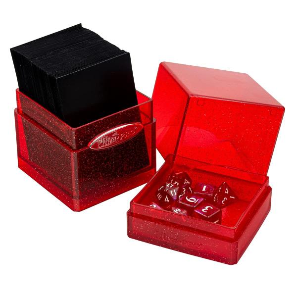 Imagem de Ultra Pro - Satin Tower 100+ Standard Size Card Deck Box (Red Glitter) - Proteja suas cartas de jogos, cartas esportivas ou cartas colecionáveis em elegante caixa de deck de glitter