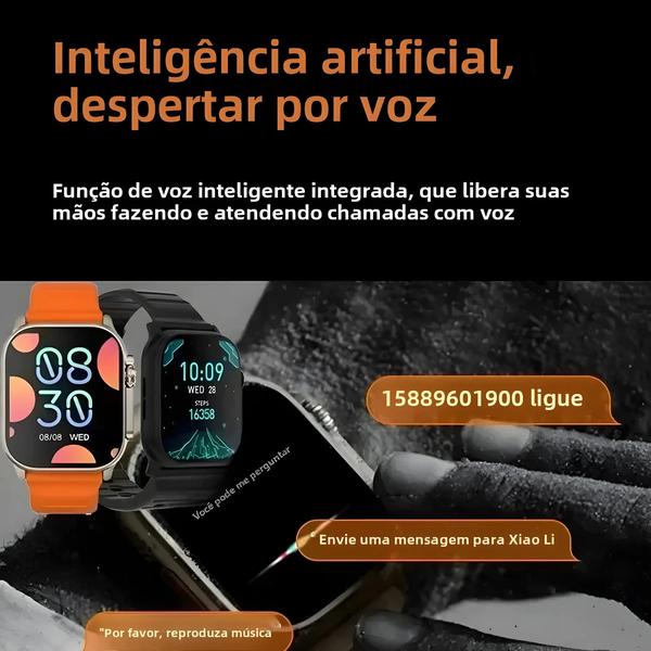 Imagem de Ultra Smartwatch 2.2HD Tela Amoled ECG Monitoramento 7 Pulseiras De Relógio Com Capa Protetora S900