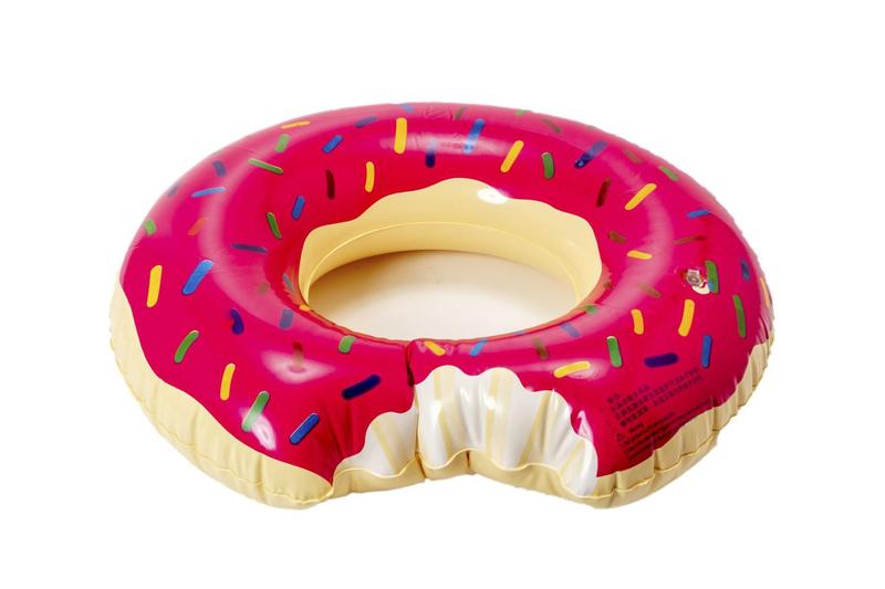 Imagem de Uma Boia Donut Rosa Mordida Infantil Para Piscina e Praia